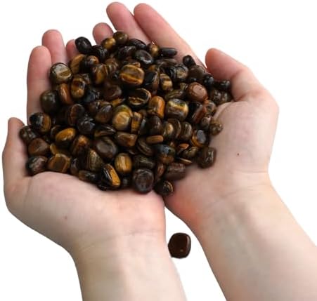 3Lb Tiger's Eye Tumbled Stones Small Natural Polished Crystal Gemstones Chips Decorative Pebbles Bulk for Home Decor,Vase Filler,Fish Turtle Tank,Plants Decor,Jewelry Making,Reiki Healing