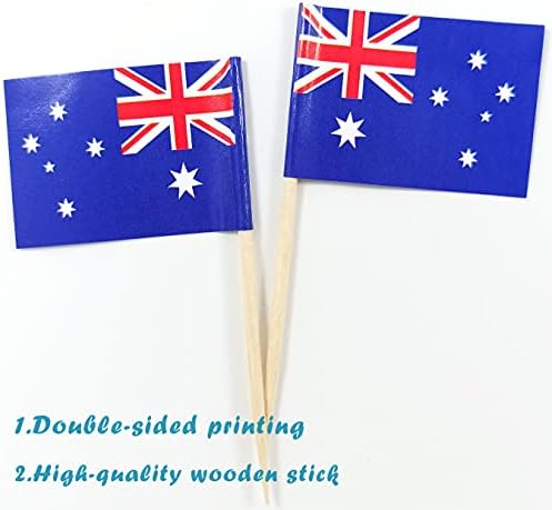 JBCD Australia Toothpick Flag Australian Mini Small Cupcake Topper Flags, 200pcs