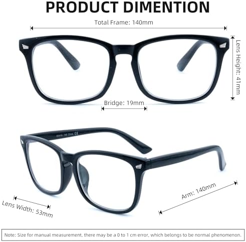 3 Pack Reading Glasses for Women Men Full Lens Readers PC Frame Fixed Hinge One Power Eyewear, Black + Brown Tortoiseshell + Pea Color, +2.50