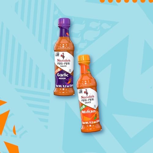 Nando's PERi-PERi Signature Hot Sauce Pack - Our Flavorful Medium Sauce and Garlic Sauce Bundle - Piri Piri Sauce Set 9.1oz Bottle (4 Pack)