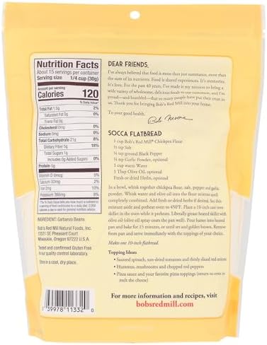 Bob's Red Mill Chickpea Flour, 16oz (Pack of 1) - Non GMO, Gluten Free, Vegan, Keto Friendly Friendly, Kosher