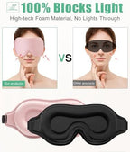 BeeVines 2 Pack 3D Contoured Sleep Mask Sleeping Eye Masks for Lash Extensions, Night Molded Mask with Adjustable Strap, 100% Block Light Eye Shade Cover for Traveling Yoga Nap