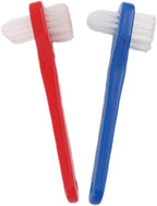 Denture Toothbrush 2-Pack Dual Head Manual Brush for Dentures and False Teeth with Ergonomic Handle Compact Size for Oral Blind Area Cleaning