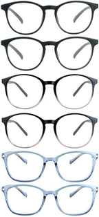 6 Pack Reading Glasses, Blue Light Blocking Reading Glasses for Women and Men, Anti Glare Lightweight Readers