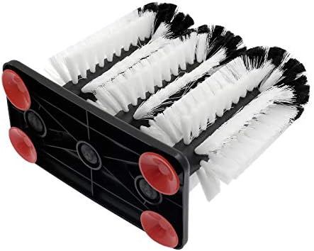Bonsicoky Glass Washer Brush Cleaner Bristle Brush with 3 Brushe Heads & Suction Base for Beer Cup, Long Leg Cup, Red Wine Glass and More Bar Kitchen Sink Home Tools