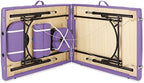 Saloniture Professional Portable Lightweight Bi-Fold Massage Table with Aluminum Legs - Includes Headrest, Face Cradle, Armrests and Carrying Case - Lavender