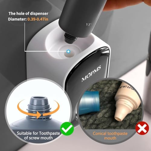 MOPMS Toothpaste Dispenser Wall Mounted for Bathroom Automatic Toothpaste Squeezer for Kids and Adult (Black-1Pcs)