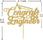 Congrats Engineer Cake Topper - Look at You Becoming an Engineer/So Proud of You/You Did It - Class of 2026 College Engineering Graduate Party Decoration Supplies, Gold Glitter