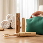 Bamboo Screwable Toothbrush with Case, 2-Piece Design, Soft BPA-Free Bristles, Natural Compact Travel Toothbrush for Camping & Daily Use