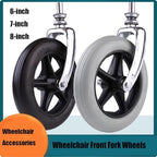 Wheelchair Front Fork Wheel Assembly, 6-inch, 7-inch, 8-inch PVC Material, Non-Slip, Puncture-Resistant, Wheelchair Accessory(Gray,7 inches)