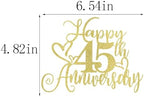 golden Glitter Happy 45th Anniversary Cake Toppers-Wedding Anniversary Party Decorations,gold Wedding Party，Birthday Party Decorations,Company Anniversary Party/45th Birthday Party Decorations (45th)