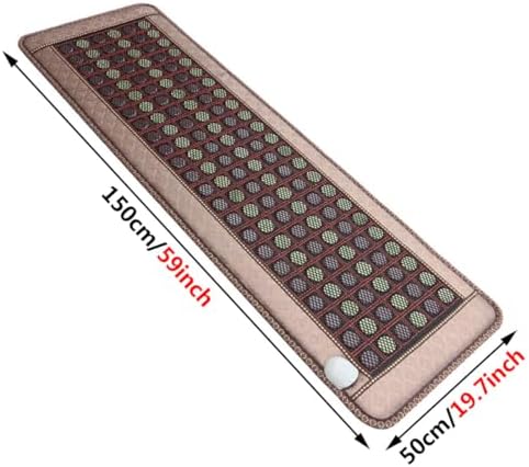 HAILM Automatic Thermostat Far Infrared Jade Amethyst Heat Stone Mat for Full Body, Tourmaline Heating Pad, Electric Stone Heating Mattress Infrared Heat Therapy, Adjustable Temperature