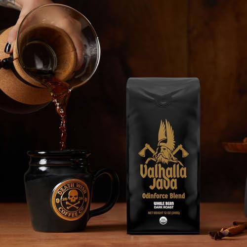 Death Wish Coffee, Valhalla Java Odinforce Blend Whole Bean, USDA Organic and Fair Trade, 12 oz (Pack of 1)
