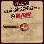 RAW Cones Classic King Size - 100 Pack - Slow Burning Pre Rolled Paper with Tips and Packing Tubes Included