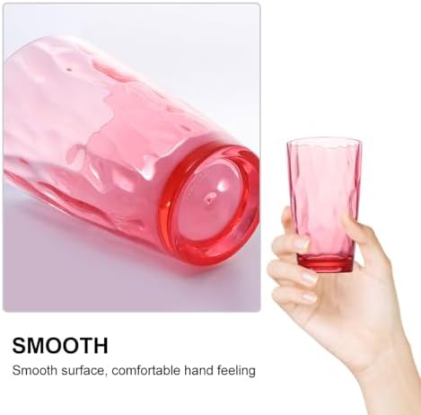 OUNONA Acrylic Water Grain Tumbler 470ml Large Capacity Shatterproof Beverage Cup Red for Restaurant and Bar Use