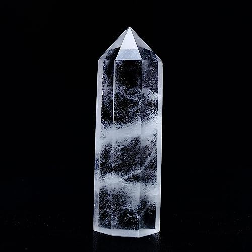 Large Clear Quartz Healing Crystal Towers 5.9" -6.1" Natural Crystal Wand 6 Faceted Chakra Crystal Point Reiki Meditation Therapy Home Decoration Gift (1-1.2lb)