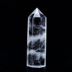 Large Clear Quartz Healing Crystal Towers 5.9" -6.1" Natural Crystal Wand 6 Faceted Chakra Crystal Point Reiki Meditation Therapy Home Decoration Gift (1-1.2lb)