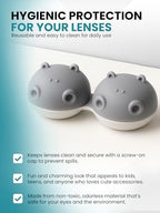 SPORTS WORLD VISION 1PC Grey Hippo Fun Contact Lens Case, Distinctive Cute Animal Design Contact Lenses Case Box, Portable, Lightweight, Cute & Fun Travel Storage/Soaking Lens Solution Case