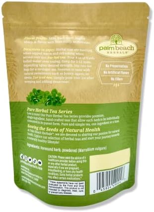 Palm Beach Medicinal Herbs Horehound Tea - Horehound Herb for Respiratory Comfort & Digestive Wellness - Caffeine Free - Sugar Free - 30 Herbal Tea Bags