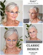 Eyekepper Blue Light Blocking Rimless Reading Glasses - Small Frameless Reader for Women with Grey Arm +0.50