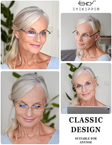 Eyekepper Blue Light Blocking Rimless Reading Glasses - Small Frameless Reader for Women with Grey Arm +0.50