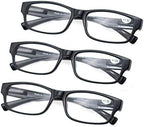 MODFANS a Set of Reading Glasses(3 Black) with Spring Hinges Arms Vintage Retro Comfort for Men and Women