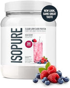 Isopure Clear Whey Isolate Protein Powder, Lactose Free, Gluten Free, Naturally Flavored, Mixed Berry, 20g Protein Per Serving, 14.1 Oz, 16 Servings (Packaging May Vary)