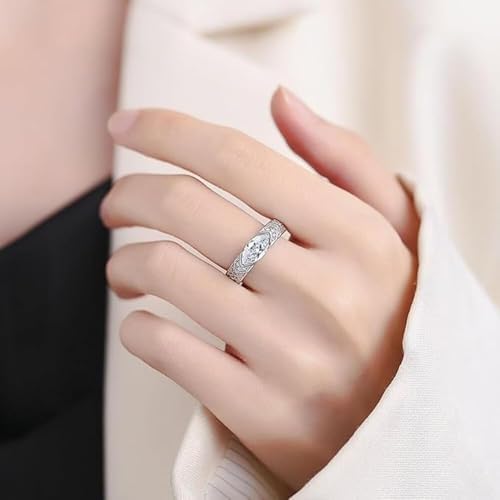 Magnetic Lymphatic Therapy Titanium Ion Moissanite Diamond Ring, Unclog Bloodstream and Lymph Nodes, Moissanite Magnetologys Ring, Fashionable Open Cubic Zirconia Ring