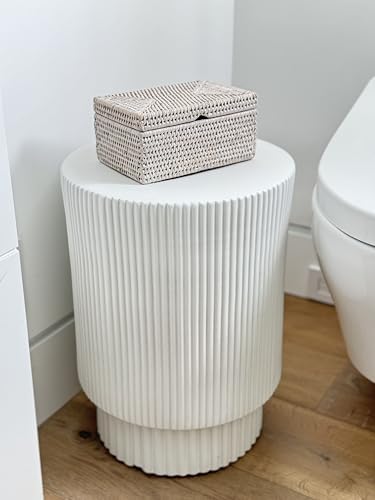 Kouboo La Jolla Rectangular Rattan Box, White-Wash Toilet Roll Storage Basket (1030101)