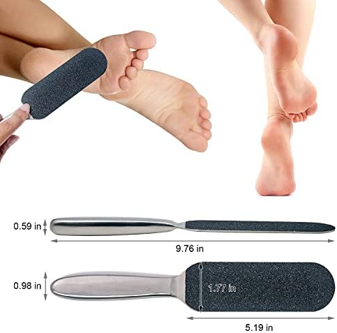 1 Pcs Professional Pedicure Foot File and Callus Remover for Hard Skin,Stainless Steel Foot Rasp File with 10 Free Refill Grits Replacement Pads with Two Sides Simple Bath Pedicure Salon Foot Scrubber