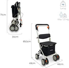 Mobiclinic®, Shopping Trolley with Seat, Mobility Walker, Walker with Wheels, Foldable, Rollator, Steel, Trolley with Backrest, Shopping Trolley on Wheels, Removable Bag, Directional Locking
