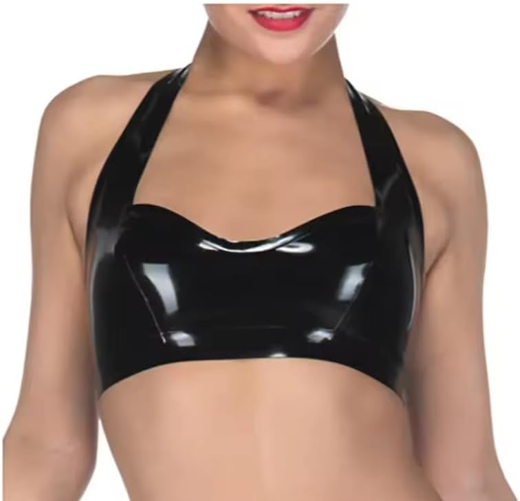 Customized 100% Latex Womens Halter Crop Tops Tube Rubber Bras Lingerie Brassieres Cosplay