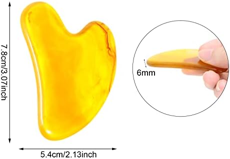 yueton 3PCS Resin Heart Shaped Scraping Board Imitation Jade Gua Sha Board Gua Sha Facial Massage Tool for Face and Body Treatment, Relieve Tensions and Reduce Puffiness