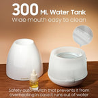 300ml Essential Oil Diffuser, Ultra-Quiet Ultrasonic Aromatherapy Machine with 4 Timers (Cont/1H/2H/20s Inter), 7-Color & Breathing Night Light, BPA-Free, Auto Shut-Off for Home, Bedroom & Yoga, White