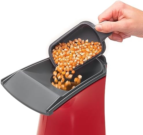 Presto 04863 Poplite Hot Air Popcorn Popper - Built-In Measuring Cup + Melts Butter, Easy to Clean, Built-In Cord Wrap, 18 Cups, Red