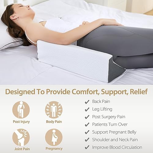 Wedge Pillow for Sleeping, Side Sleeper Body Back Positioners for Back Pain, Preventing Bedsores, After Surgery, Pregnancy Support, Ankle Support, Bed Wedge Pillow for Side Sleepers