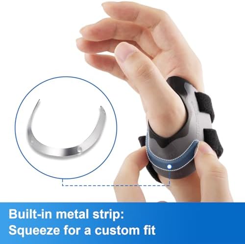 Velpeau CMC Joint Thumb Arthritis Support Brace - Soft & Hard Plastic Compose - with Thumb Compression Sleeve, Stabilizes Thumb CMC Joint Without Limiting Hand Function (Black, Right - Medium)