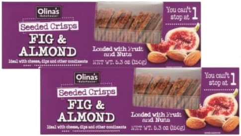 Olina's Bakehouse Crackers, Assorted (2-Pack, Fig & Almond - Seeded Crisps)