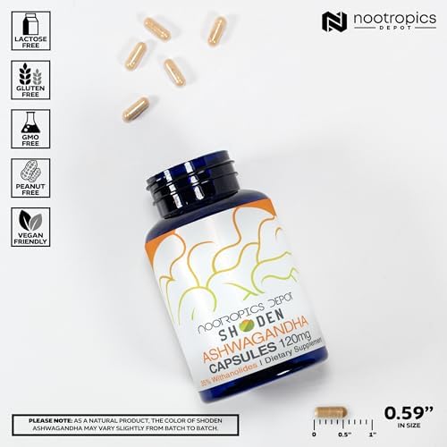 Nootropics Depot Shoden Ashwagandha Extract Capsules | 120mg | 90 Count | 35% Withanolides