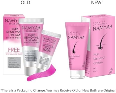 N.a.m.y.a.a. Hair Removal Cream for Intimate Skin with Free Vitamin C Serum, 60 gram, Pack of 3