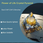 Flower of Life Orgone Pyramid for Positive Energy, Orgonite Rose Quartz&Sodalite Healing Crystal Pyramids for Reduce Stress Chakra Reiki Healing Meditation Attracts Lucky and Success