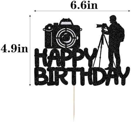 Glitter Photographer Birthday Cake Topper Photography Enthusiast Party Themed Baby Shower Boys Girls Birthday Party Cake Decorations Supplies