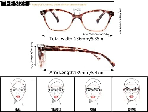 Reading Glasses Women Ladies Readers +0.50 Stylish Women's Magnifying Cheaters Glasses 4 Pack Lightweight Comfortable Fit