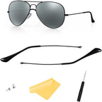 Replacement Temple Tips Temple Arms for Ray-Ban Aviator RB3025 3025 Sunglasses Repair Kit，Bonus Screws/Screwdriver/Sunglasses Bag-Black …
