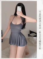 GRAYDREAM Sexy Lingerie for Women Ice Silk Backless Hot Temptation Pure Desire Uniform Suspender Nightgown