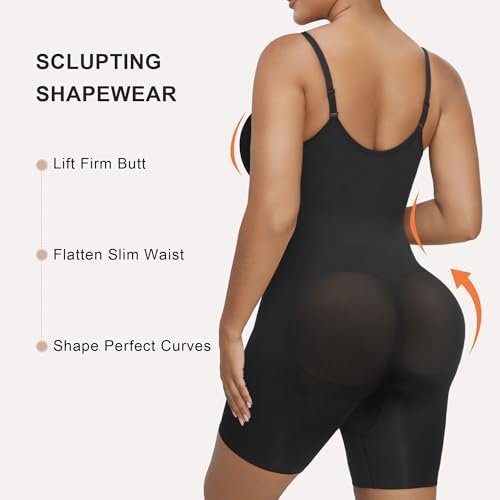 SHAPERX Women's Shapewear Bodysuit Tummy Control Seamless Zip-Up Body Shaper Waist Defining Silhouette