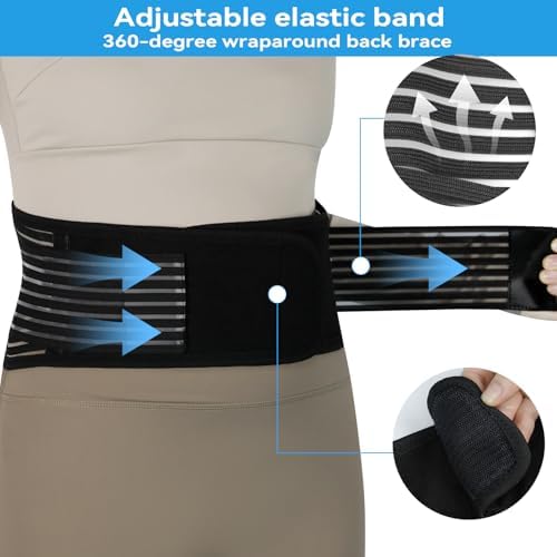 Back Support with Magnet, Tourmaline Magnetic Back Braces for Lower Back Pain Relief, Self Heating & Soothing Waist Band, Lumbar Support Belt for Herniated Disc/Sciatica(Small)