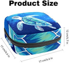 Period Bag,Sanitary Napkin Storage Bag,Blue Sea Animal Sea Turtle,Tampon Bag for Purse