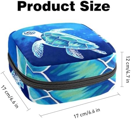 Period Bag,Sanitary Napkin Storage Bag,Blue Sea Animal Sea Turtle,Tampon Bag for Purse