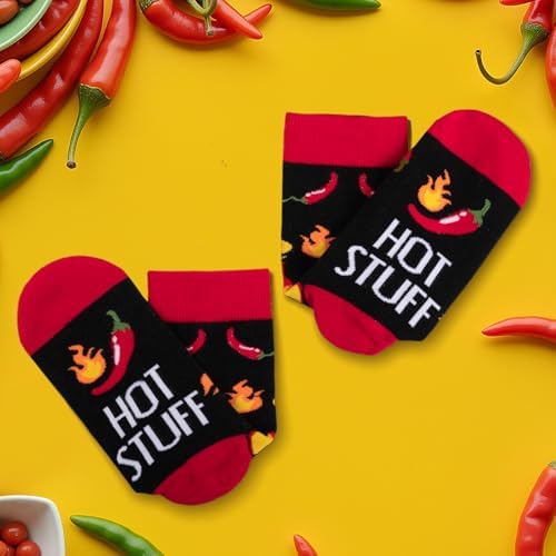 Bebila Funny Socks For Men Hot Stuff Socks For Hot Sauce Lovers Food Lovers Dad Husbands Teen Birthday Fathers Day Gift for Men